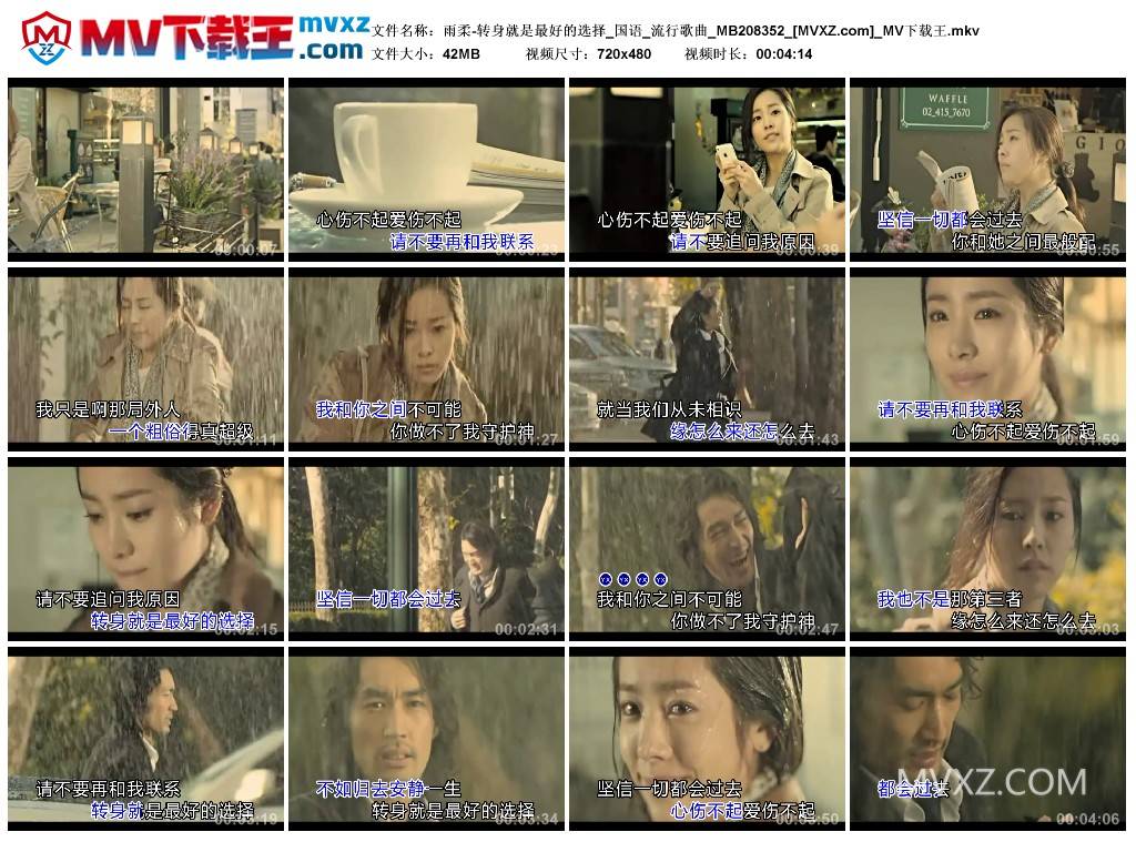 雨柔-转身就是最好的选择_国语_流行歌曲_MB208352